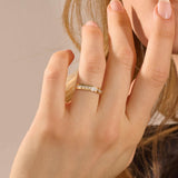 14K SOLID GOLD CHANNEL SET HALF ETERNITY BAGUETTE ALLIANCE WEDDING BAND FOR WOMEN