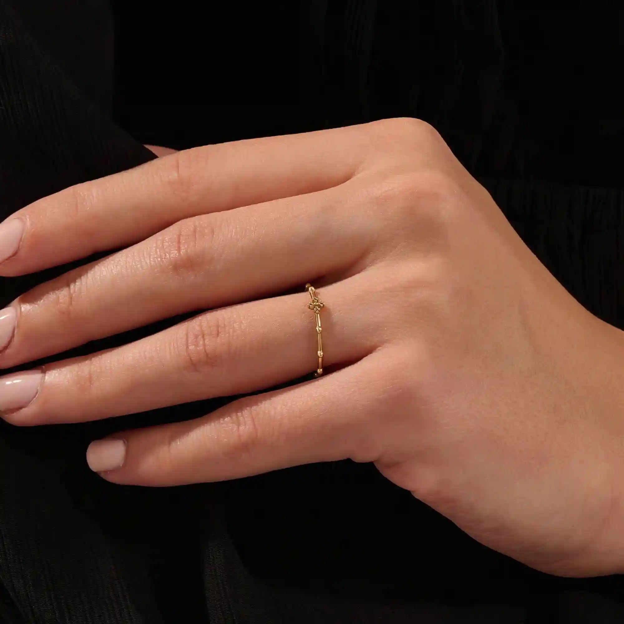 14k solid gold small cross rosary praying ring