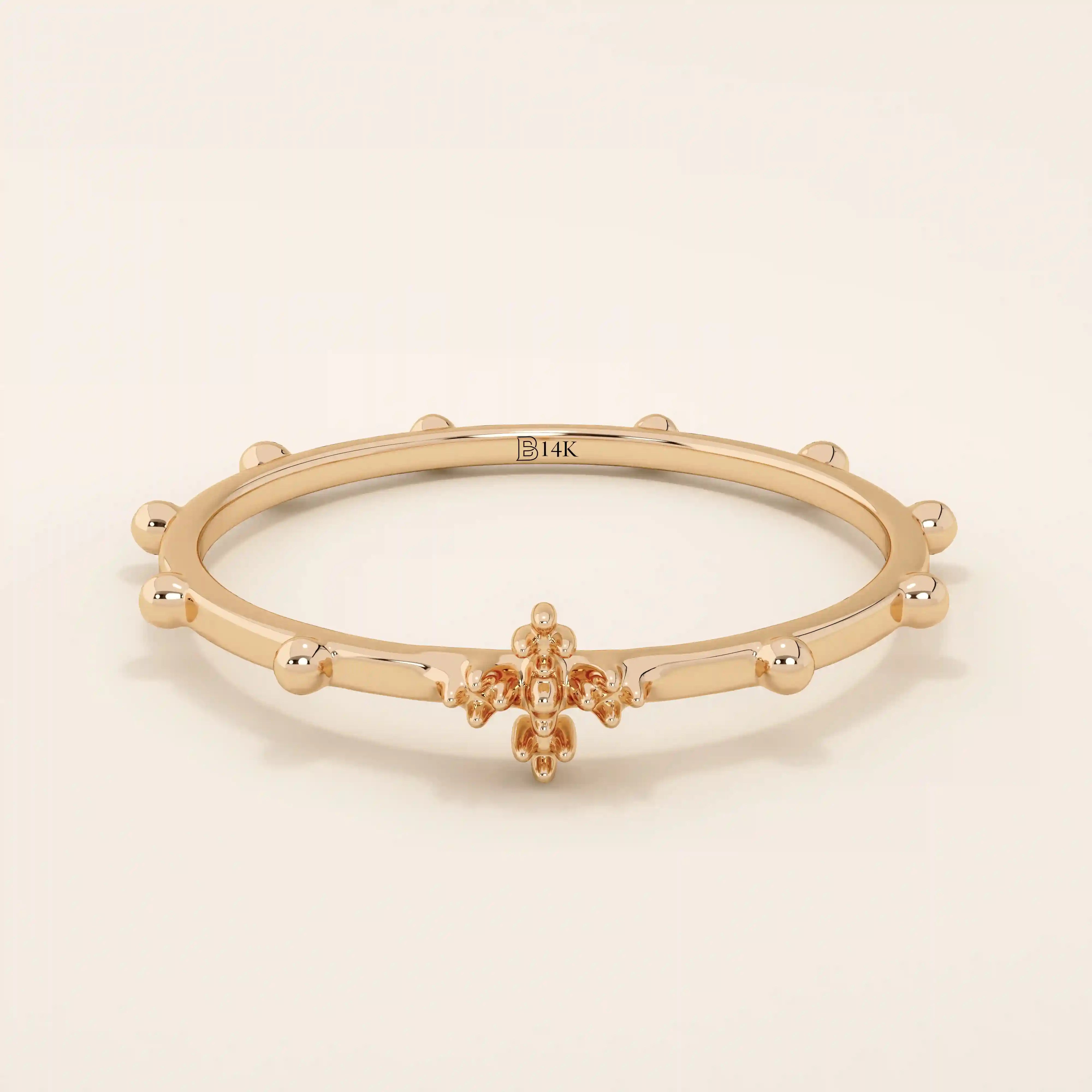 14k solid gold small cross rosary praying ring