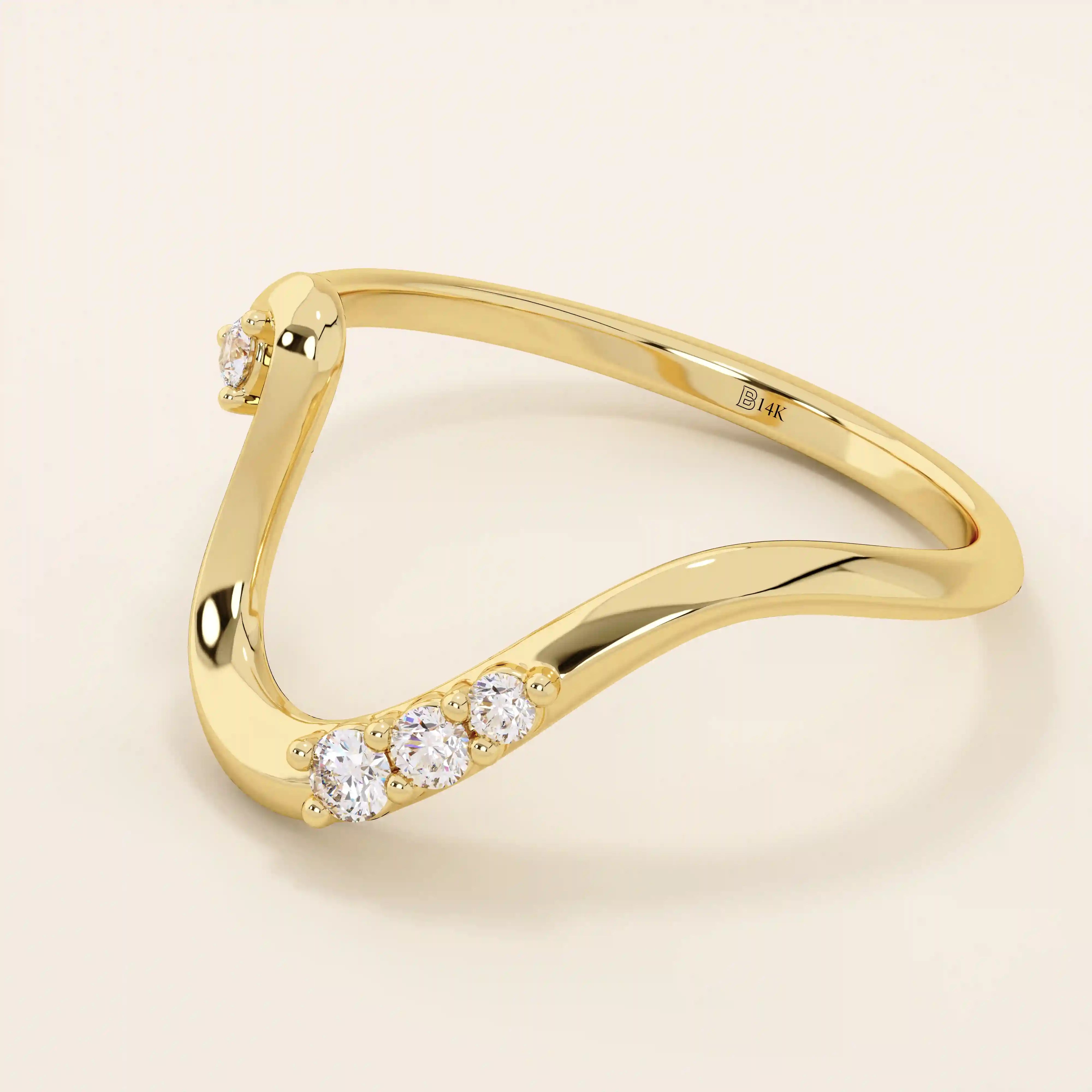 14K SOLID GOLD UNIQUE DEEP CURVE STACKABLE WEDDING RING FOR WOMEN