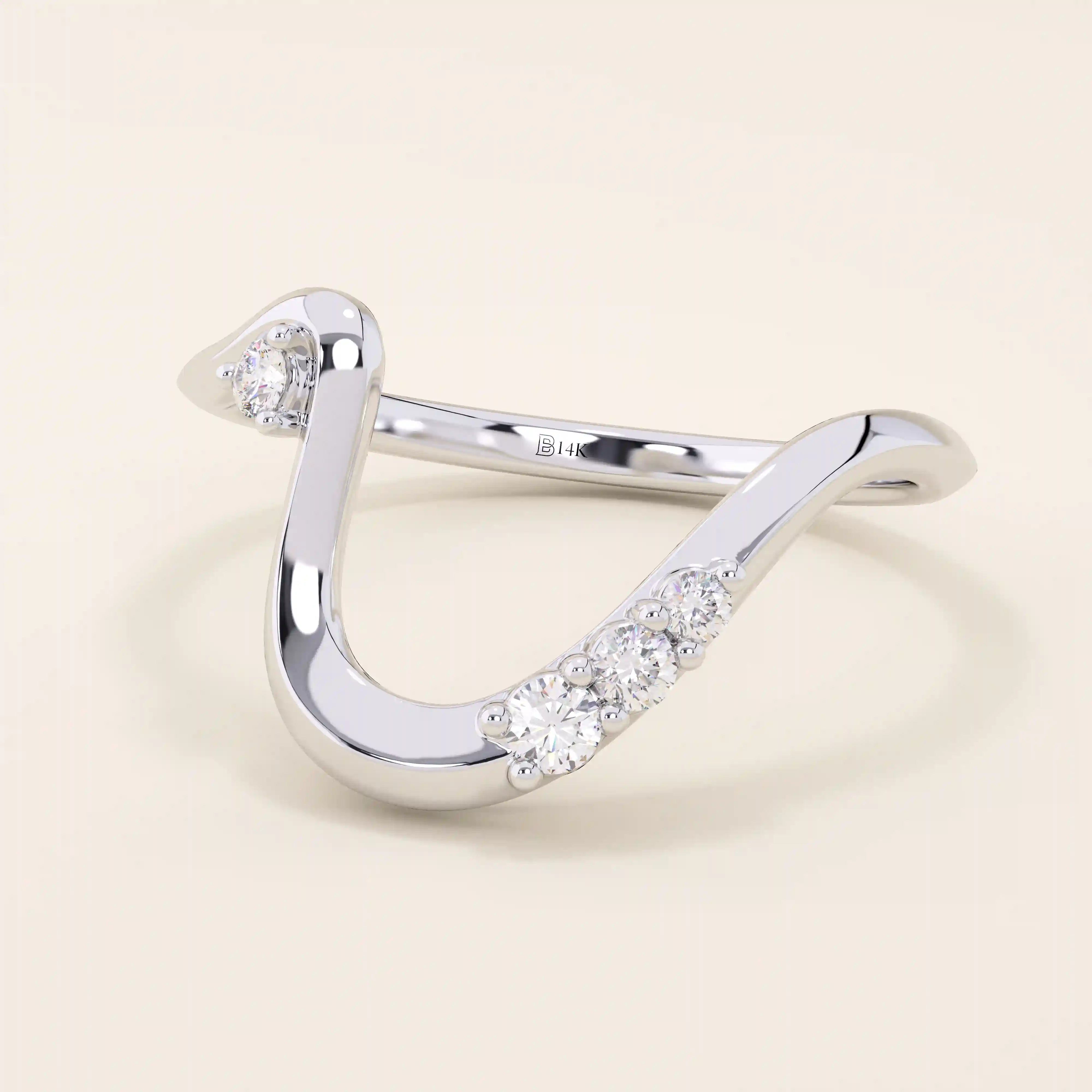14K SOLID GOLD UNIQUE DEEP CURVE STACKABLE WEDDING RING FOR WOMEN
