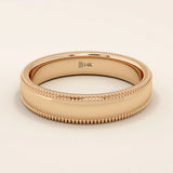 DOME MILGRAIN PLAIN 14K SOLID YELLOW GOLD ALLIANCE UNISEX WEDDING BAND
