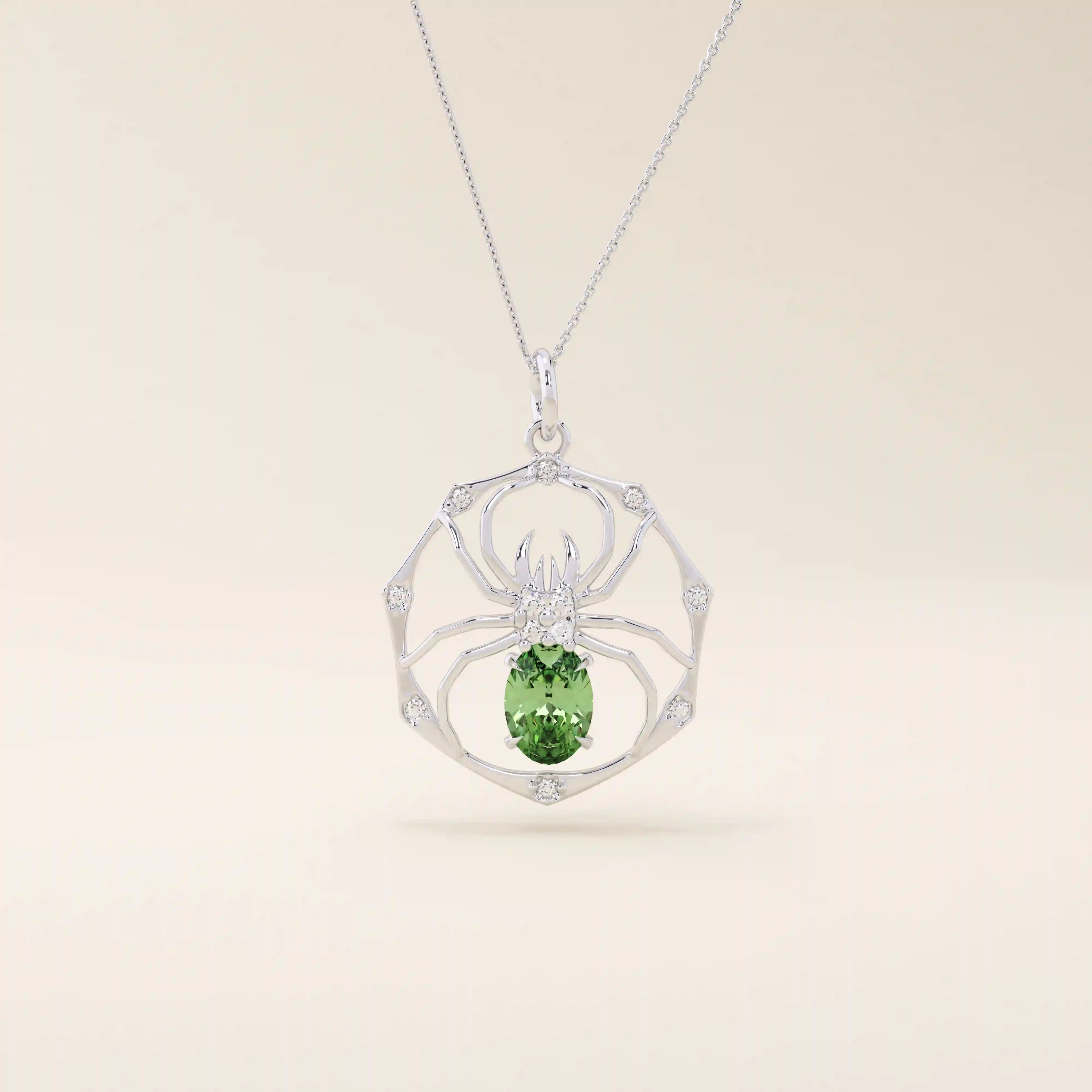 oval cut EMERALD SPIDER GOLD PENDANT