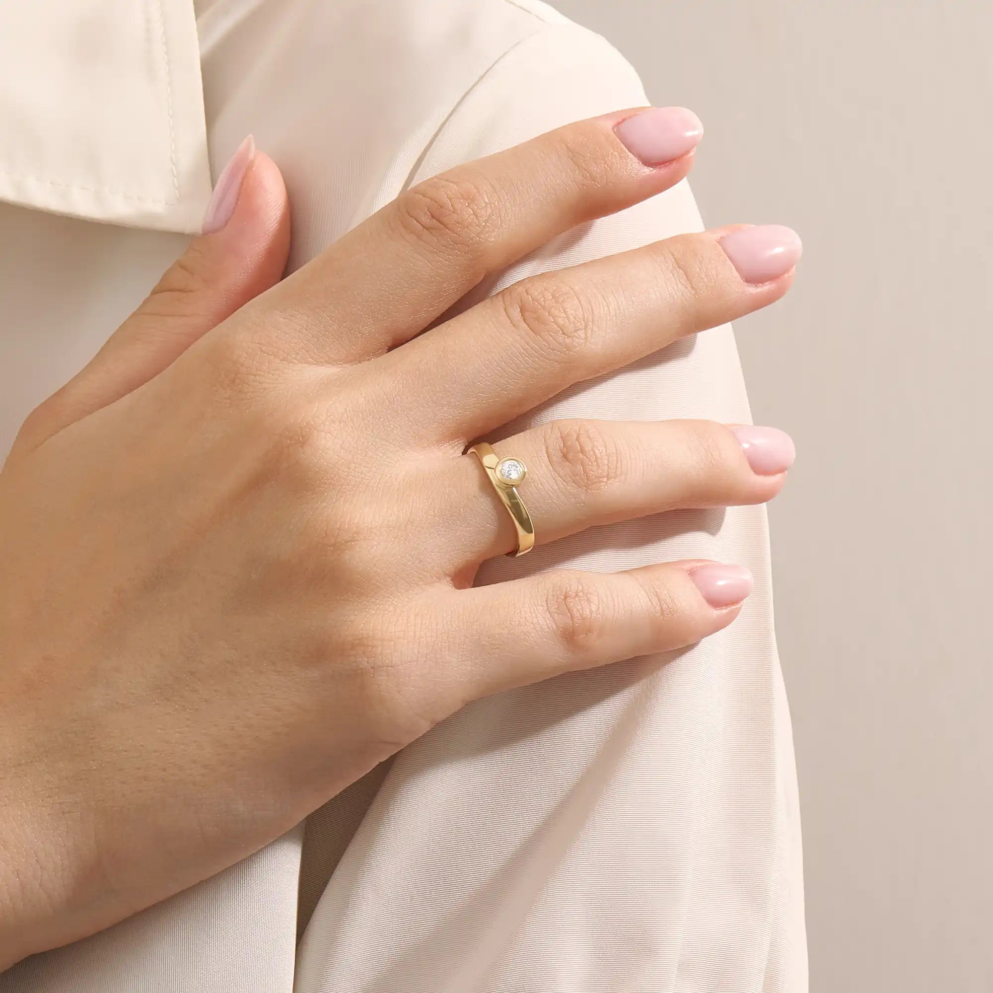 Curve Band Bezel Engagement Ring - BRENNMORE