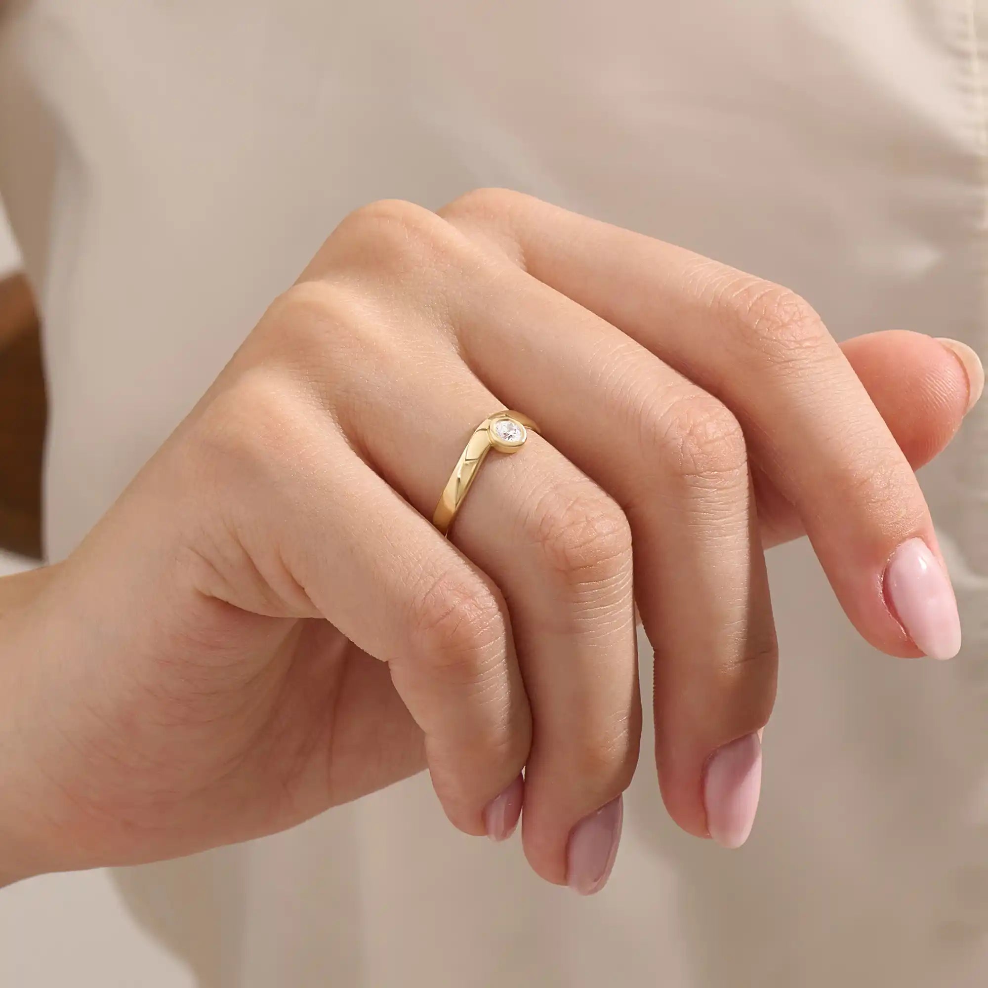 Curve Band Bezel Engagement Ring - BRENNMORE