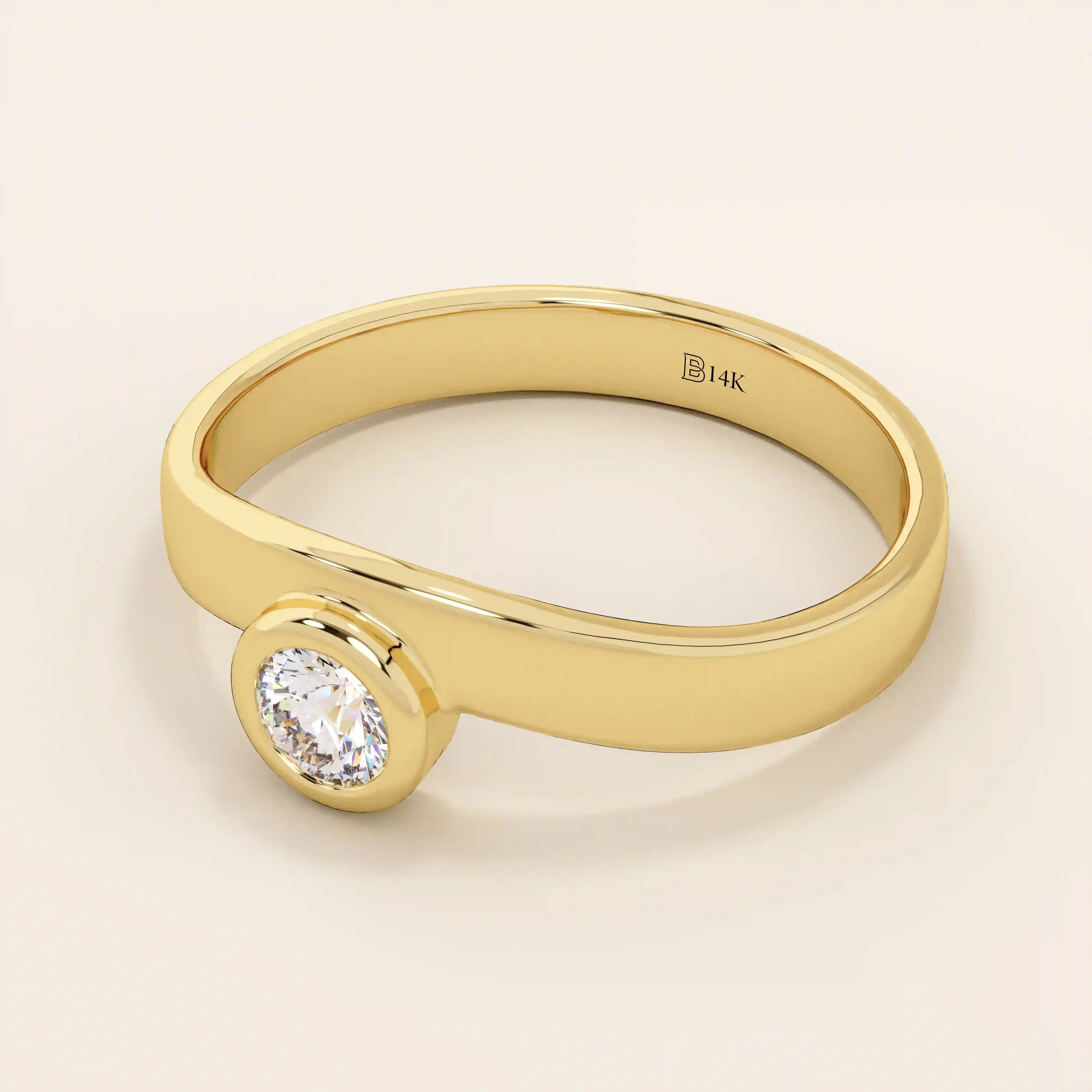 Curve Band Bezel Engagement Ring - BRENNMORE