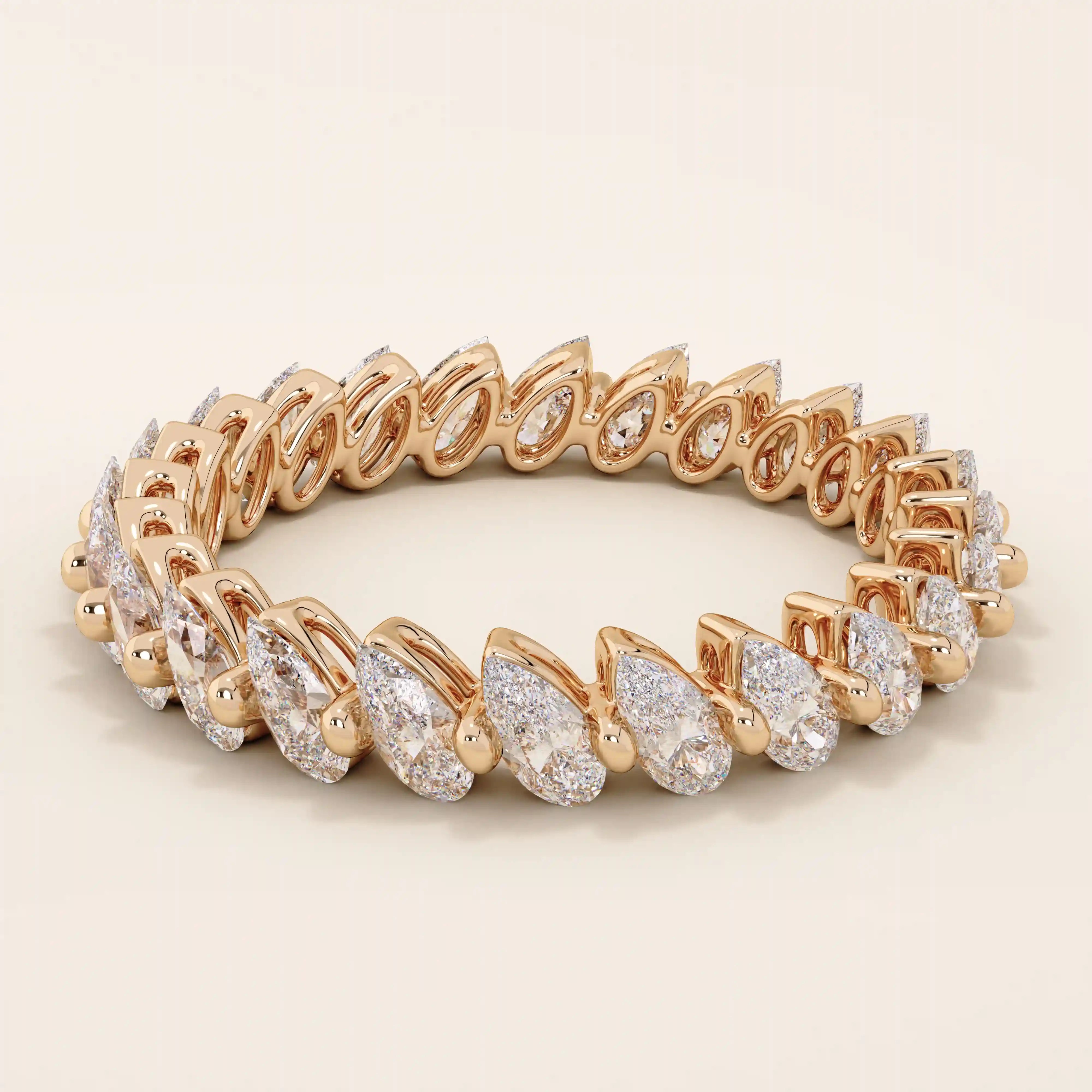 14K SOLID GOLD PAVE ETERNITY PEAR MOISSANITE STACKABLE WEDDING RING FOR WOMEN