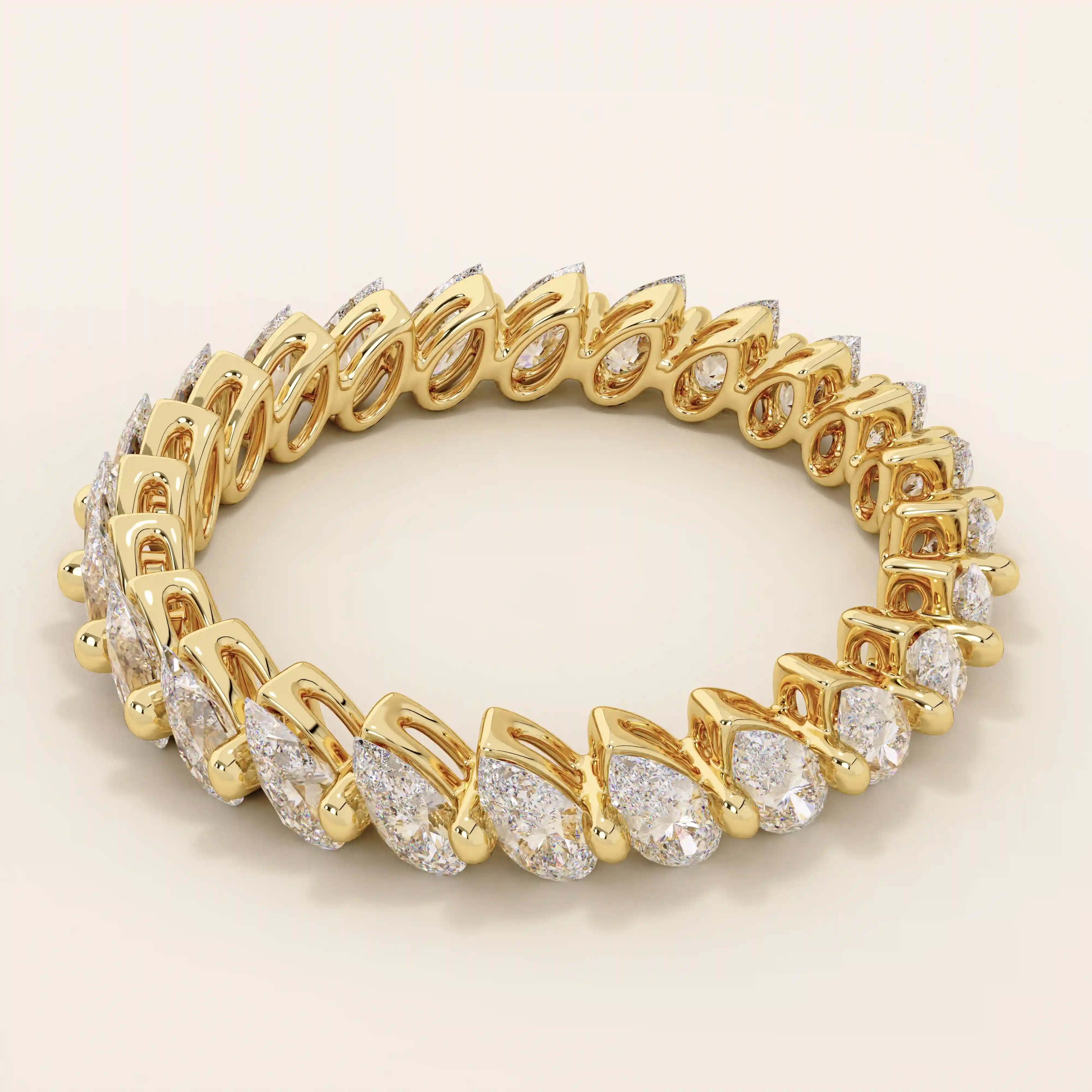 14K SOLID GOLD PAVE ETERNITY PEAR MOISSANITE STACKABLE WEDDING RING FOR WOMEN