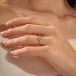 14K SOLID PLAIN GOLD EVIL EYE RING WITH A NATURAL TURQUOISE STONE AT CENTER FOR WOMEN