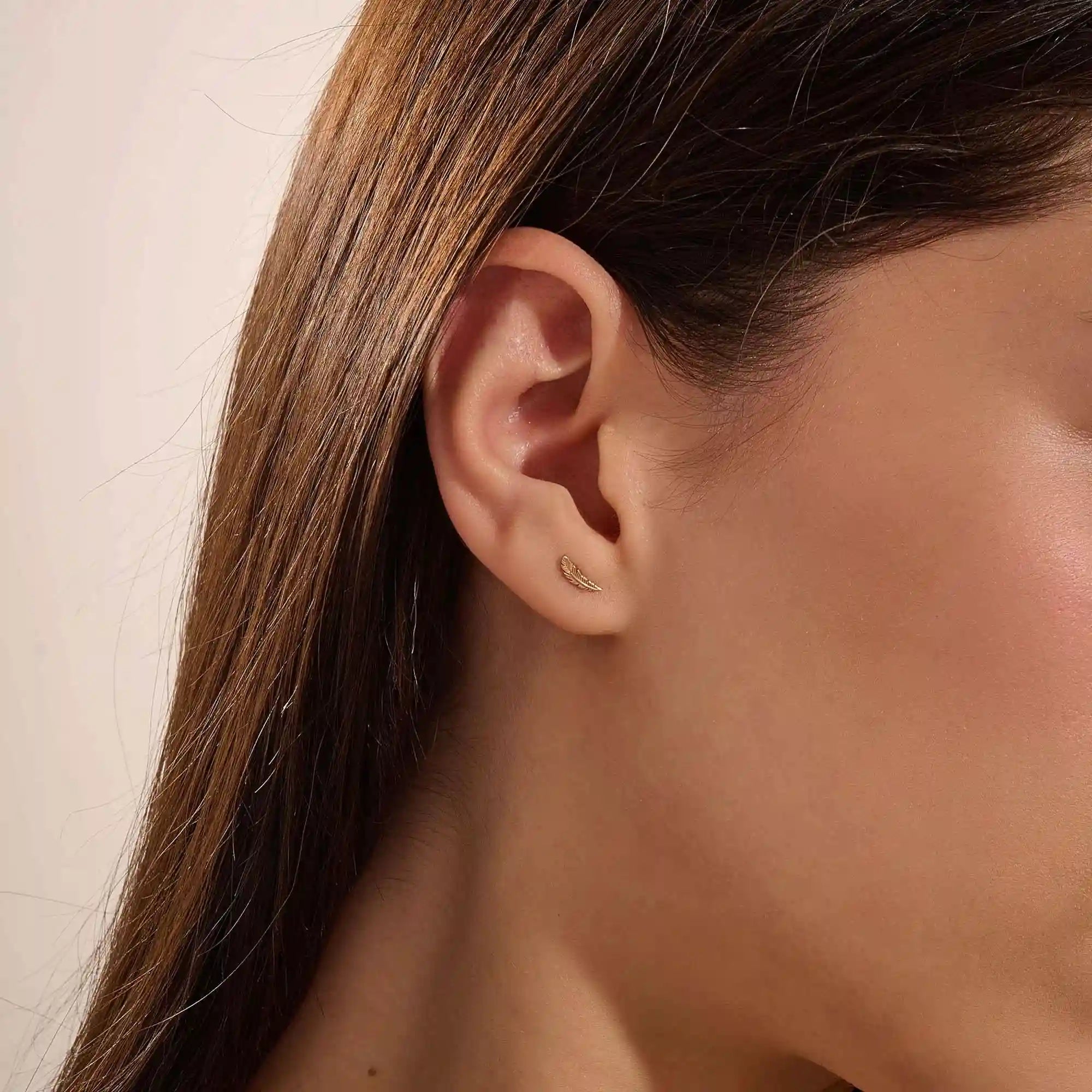 FEATHER PIERCING IN 14K SOLID GOLD FOR WOMEN