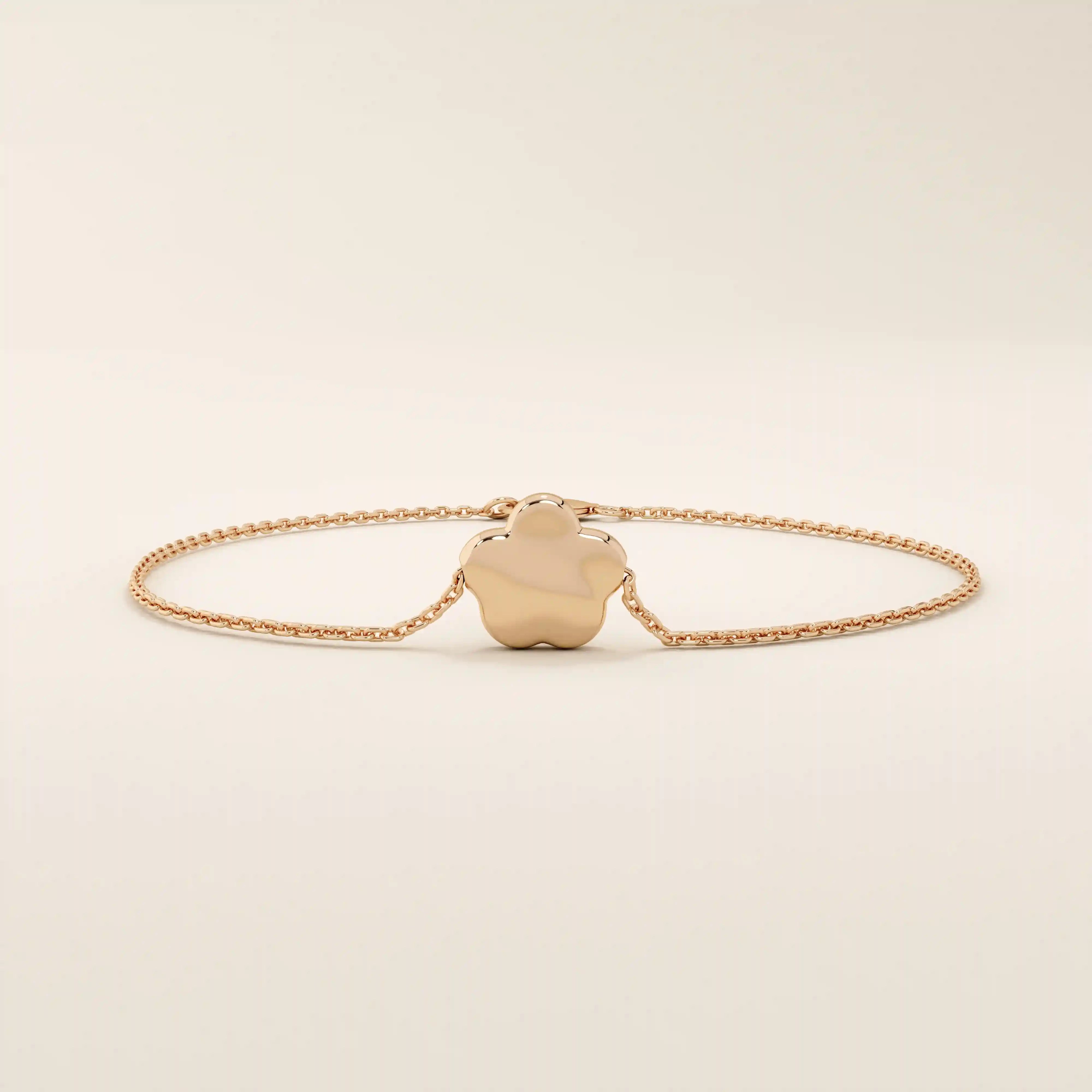 14k solid gold moving daisy flower charm bracelet for women