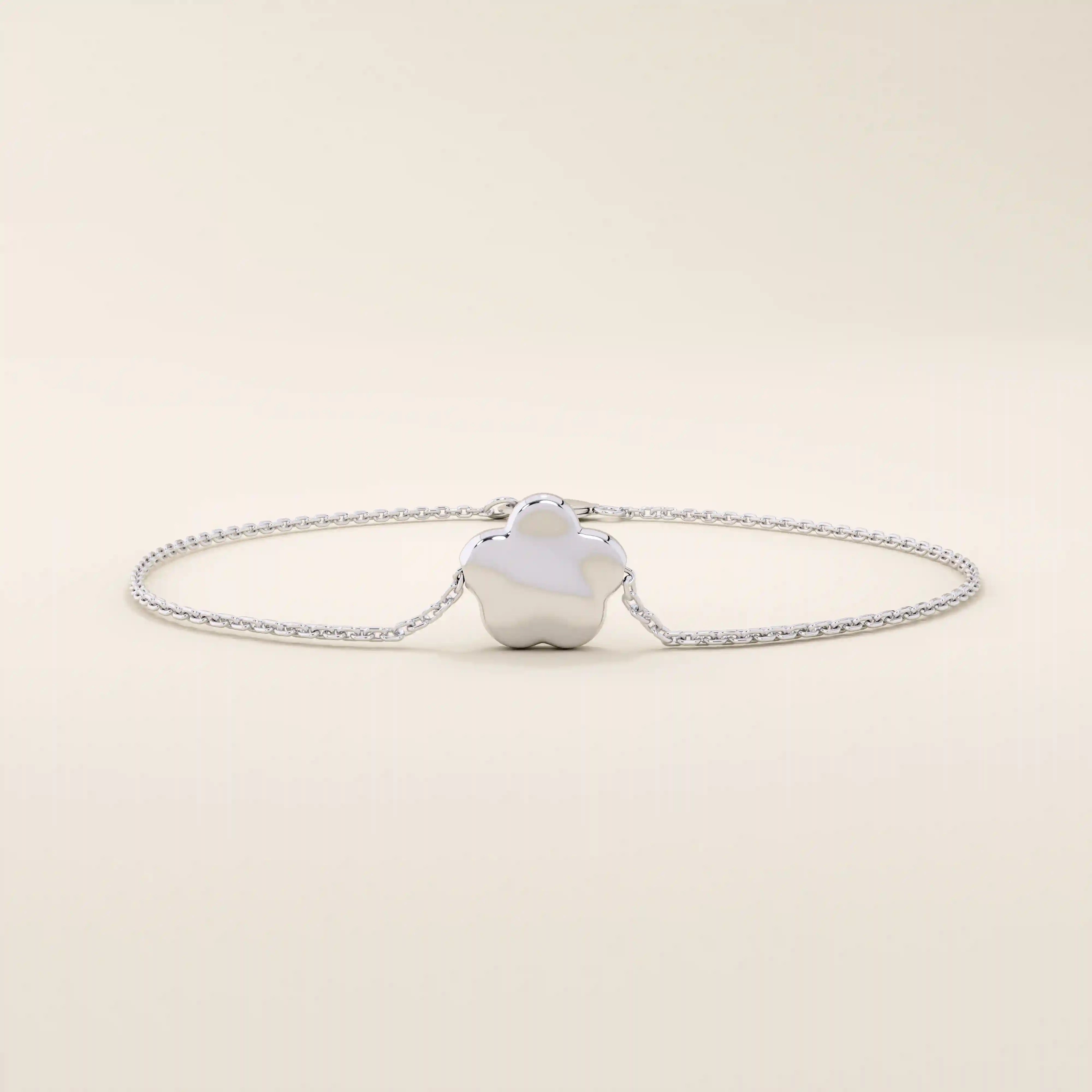 14k solid gold moving daisy flower charm bracelet for women