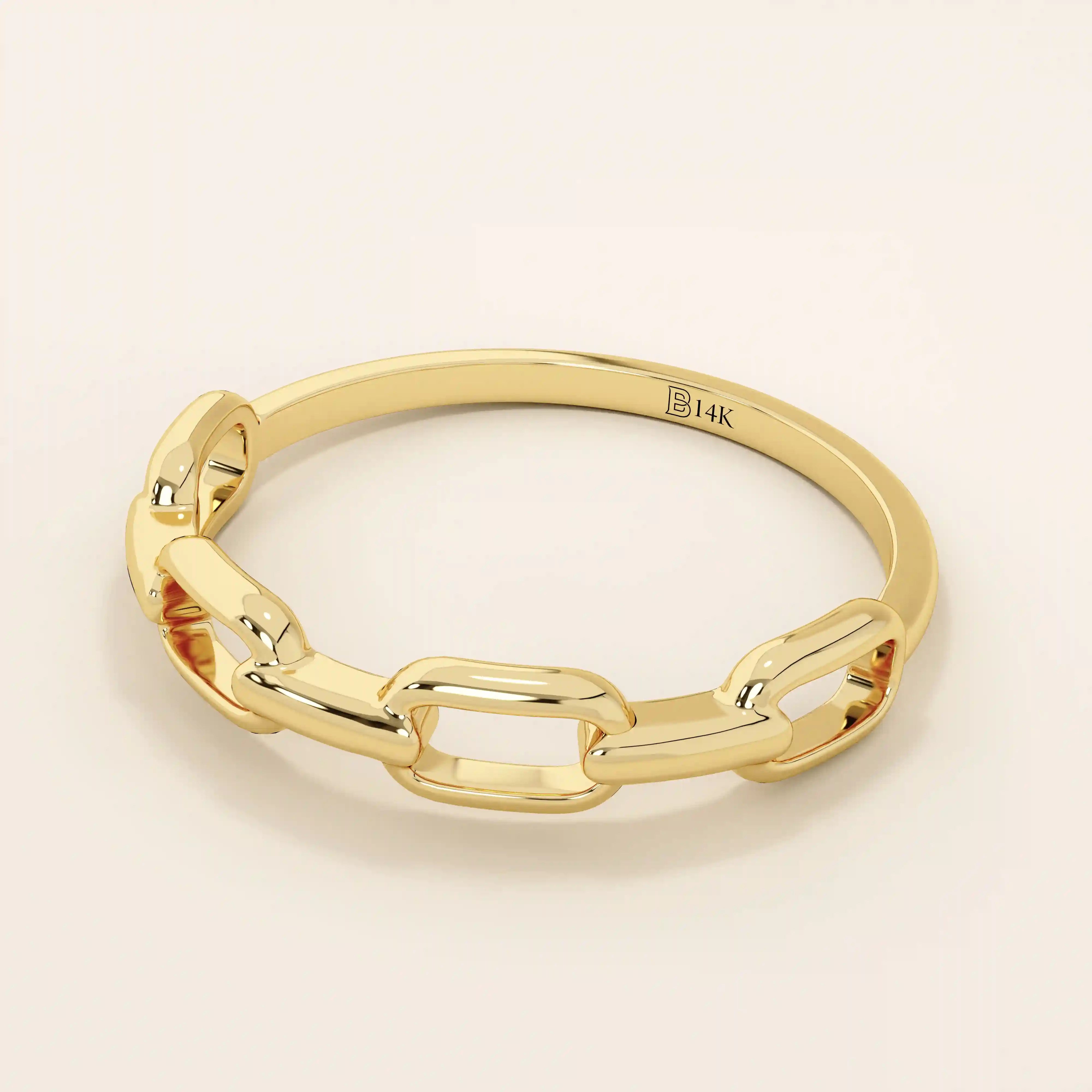 STACKABLE SIMPLE PLAIN CHAIN RING IN 14K SOLID YELLOW GOLD FOR WOMEN