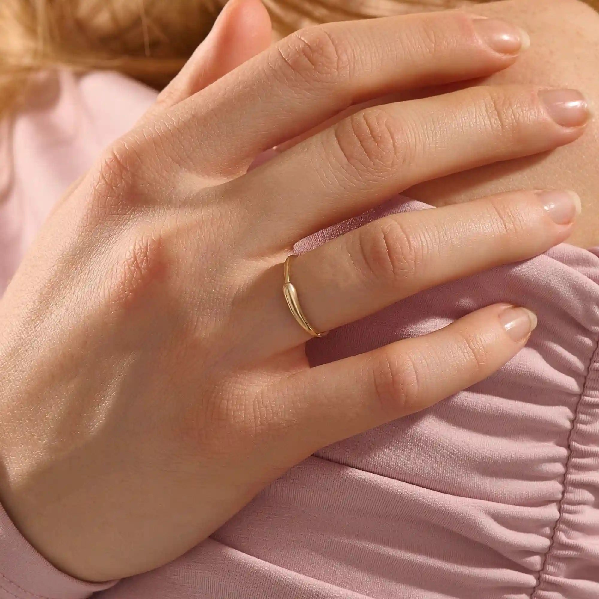14K SOLID YELLOW GOLD DROP STATEMENT RING FOR WOMEN
