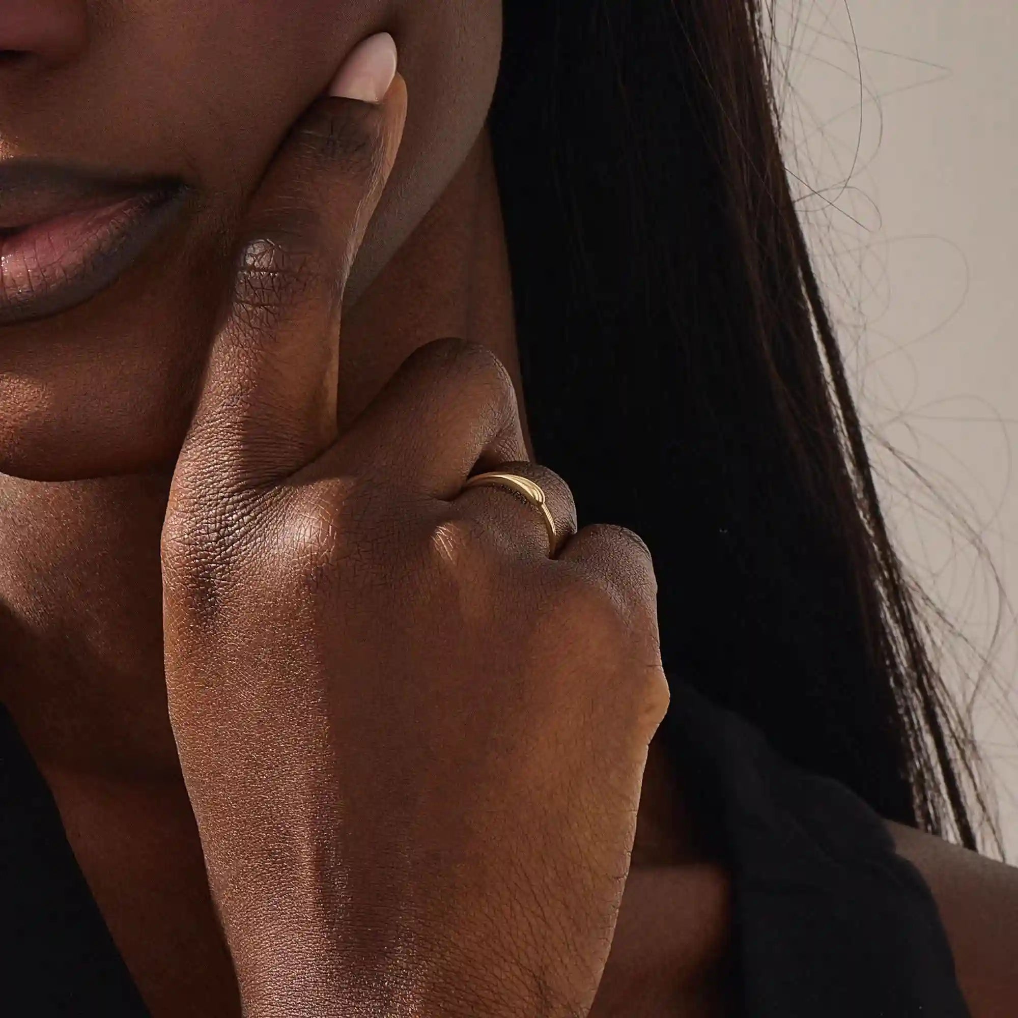 14K SOLID YELLOW GOLD DROP STATEMENT RING FOR WOMEN