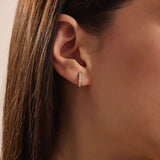 14K SOLID GOLD ENGLISH LOCK U SHAPE HUGGIE EARRINGS FOR WOMEN