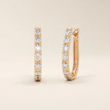 14K SOLID GOLD ENGLISH LOCK U SHAPE HUGGIE EARRINGS FOR WOMEN
