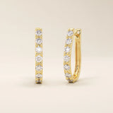 14K SOLID GOLD ENGLISH LOCK U SHAPE HUGGIE EARRINGS FOR WOMEN
