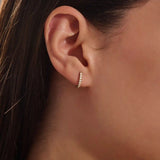 14K SOLID GOLD ENGLISH LOCK U SHAPE HUGGIE EARRINGS FOR WOMEN