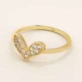heart shape statement ring pave with moissanite stones in 14k solid gold for women