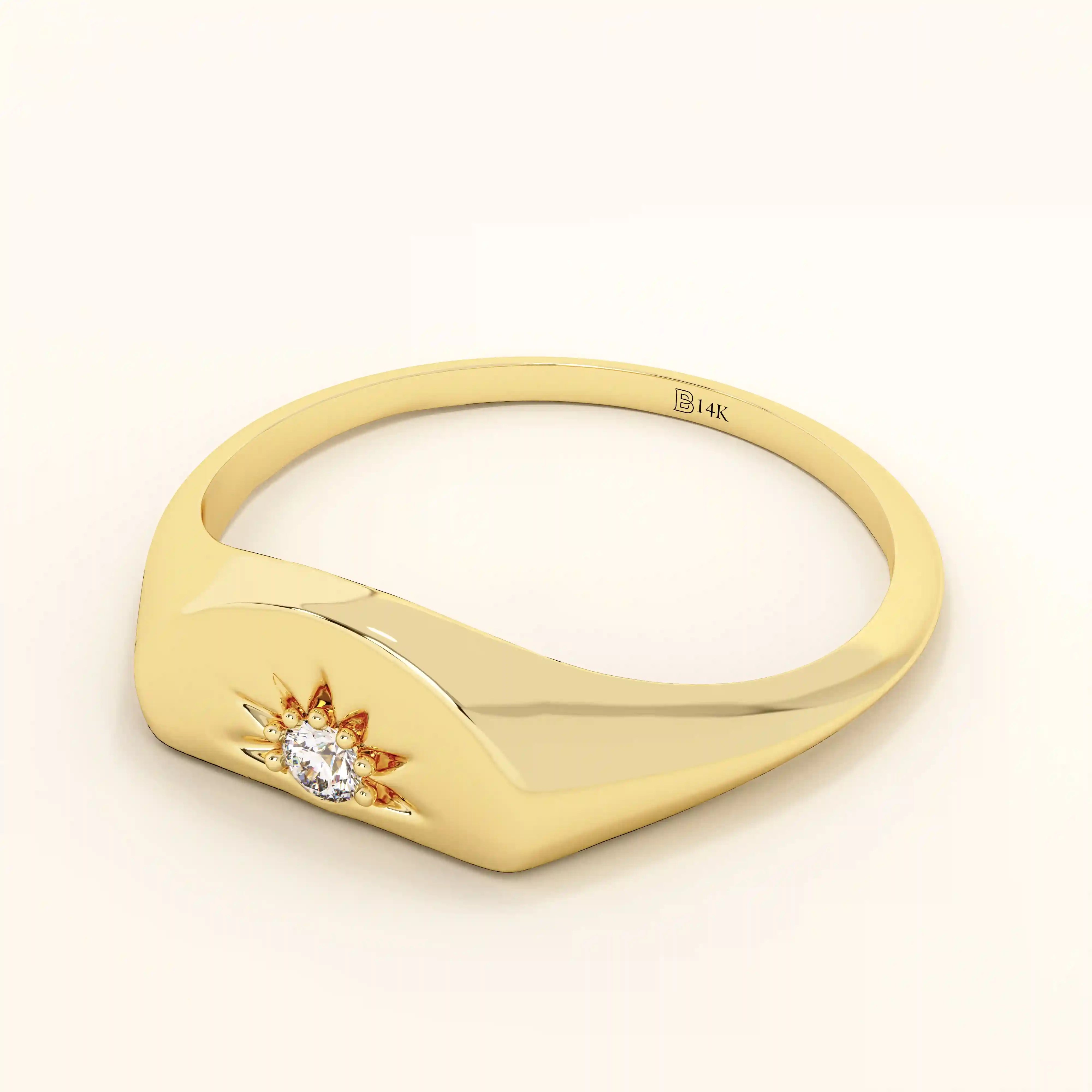 HALF SUN SIGNET RING IN 14K SOLID GOLD
