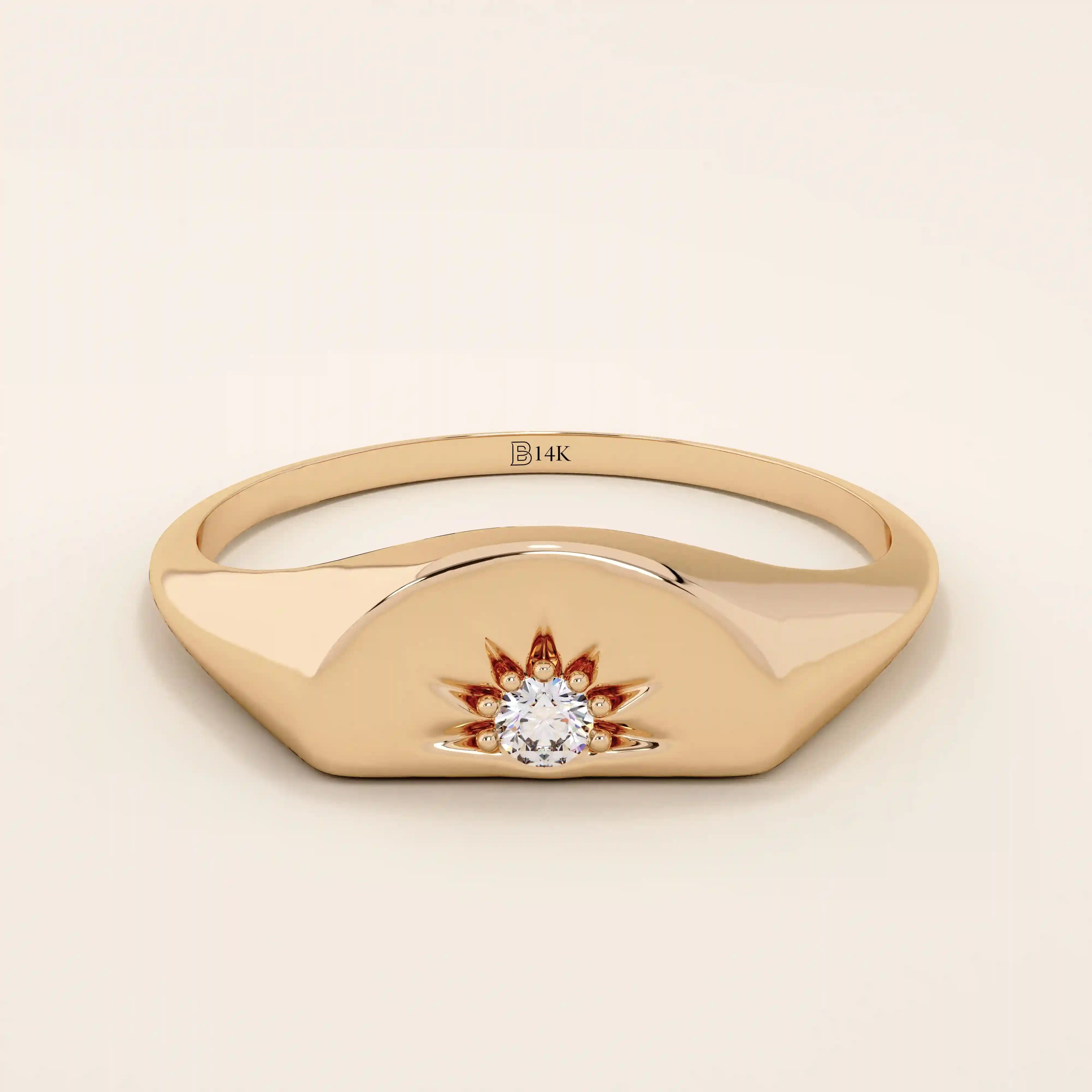 HALF SUN SIGNET RING IN 14K SOLID GOLD
