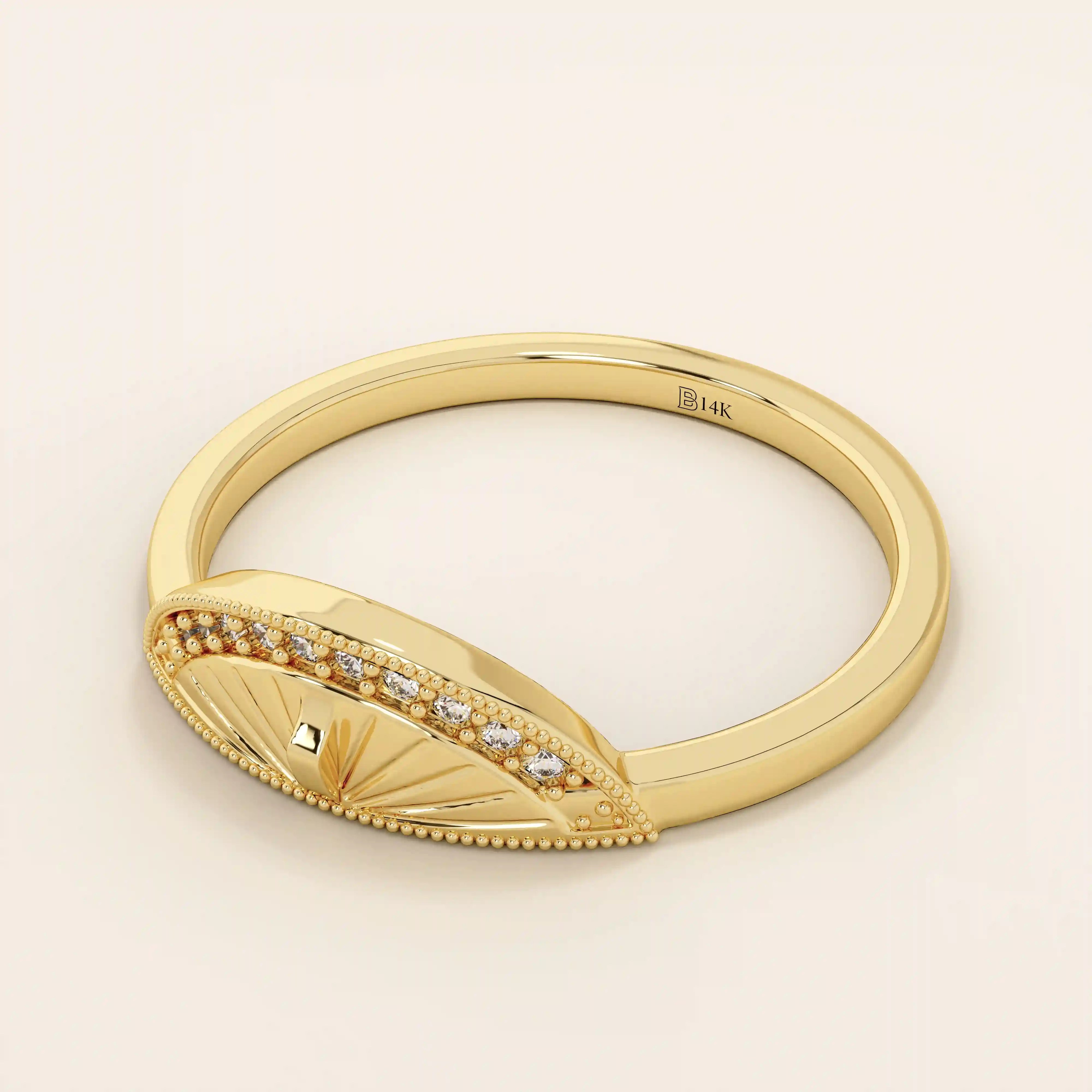 HALF SUNDIAL SIGNET RING IN GOLD