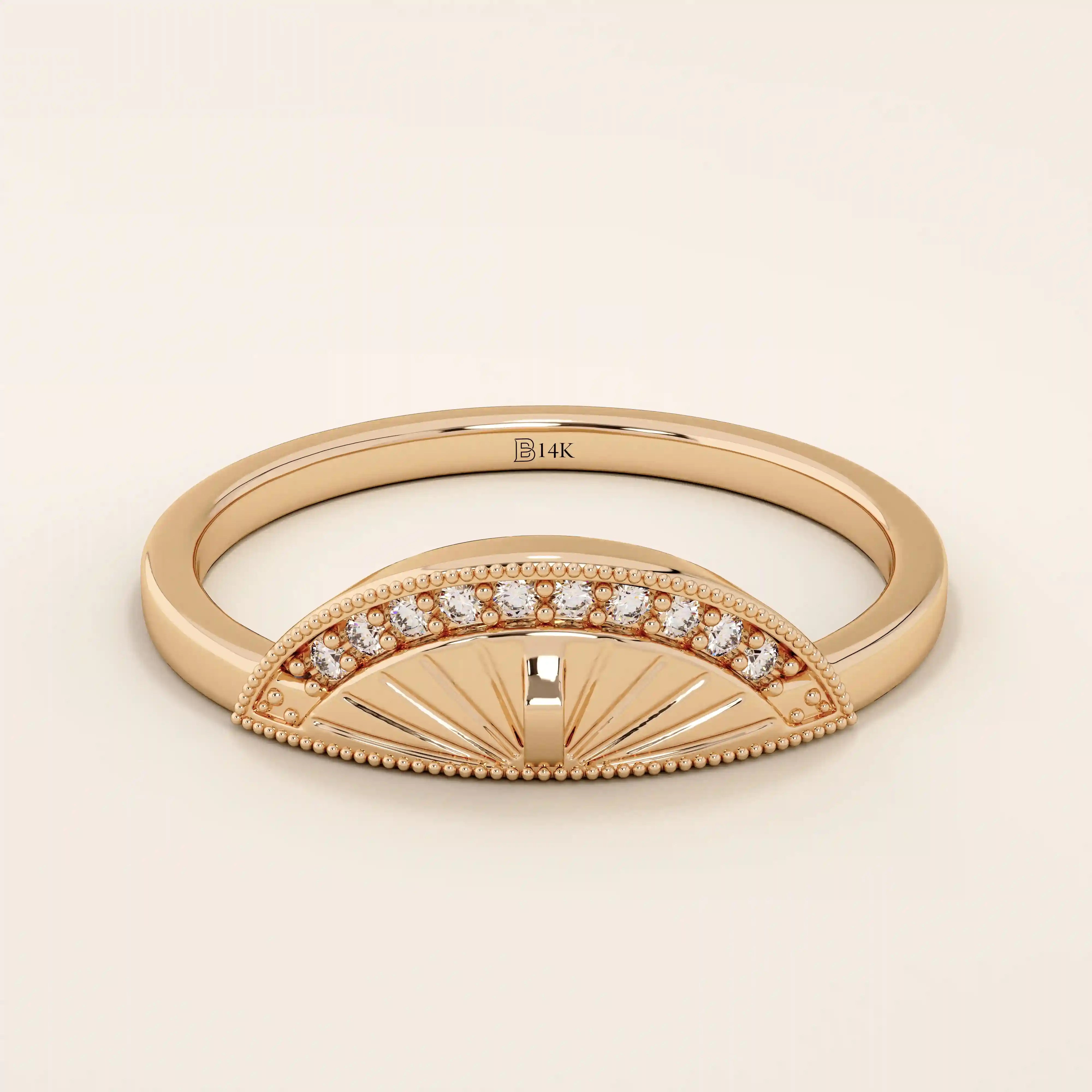 HALF SUNDIAL SIGNET RING IN GOLD