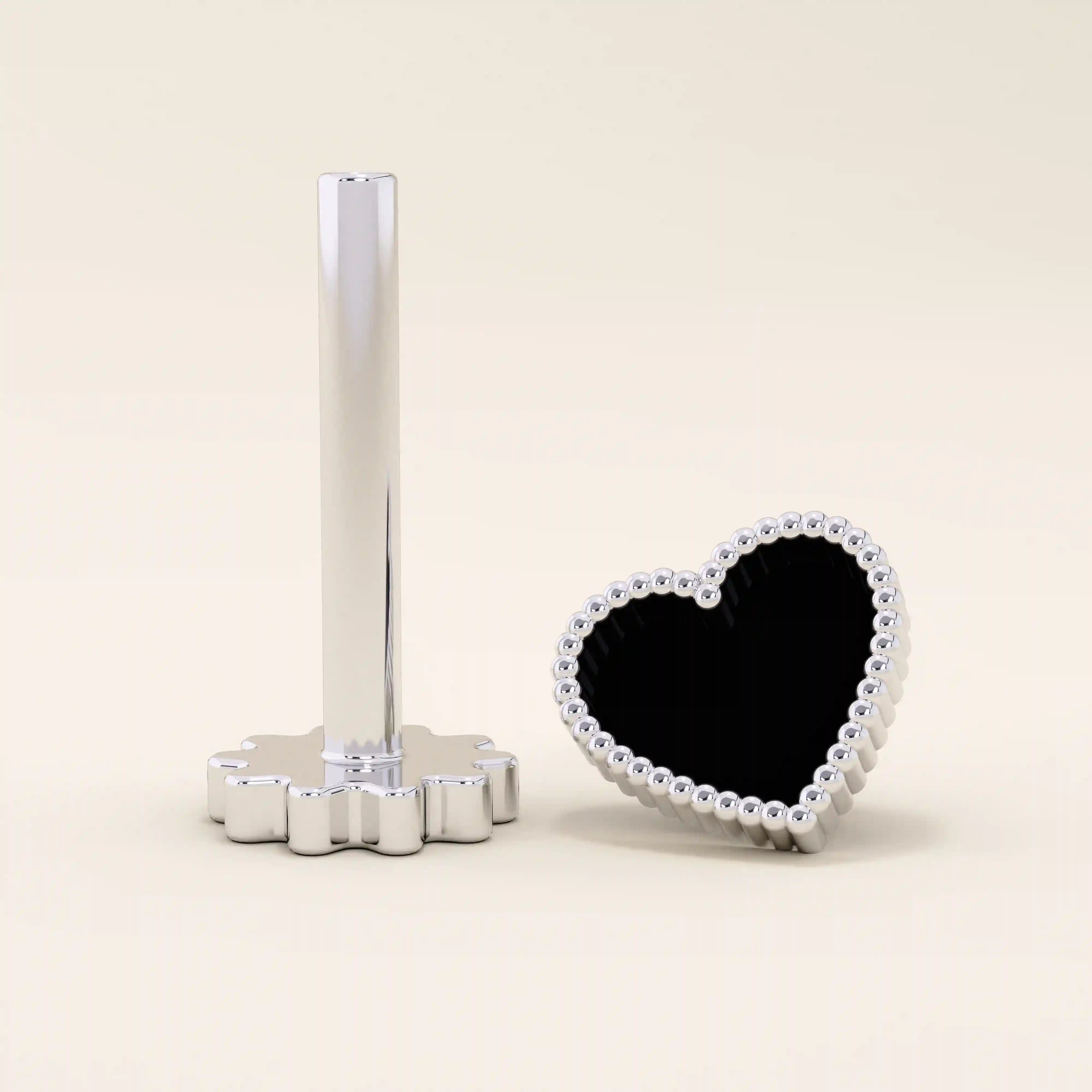 BLACK ENAMEL HEART PIERCING IN 14K SOLID GOLD