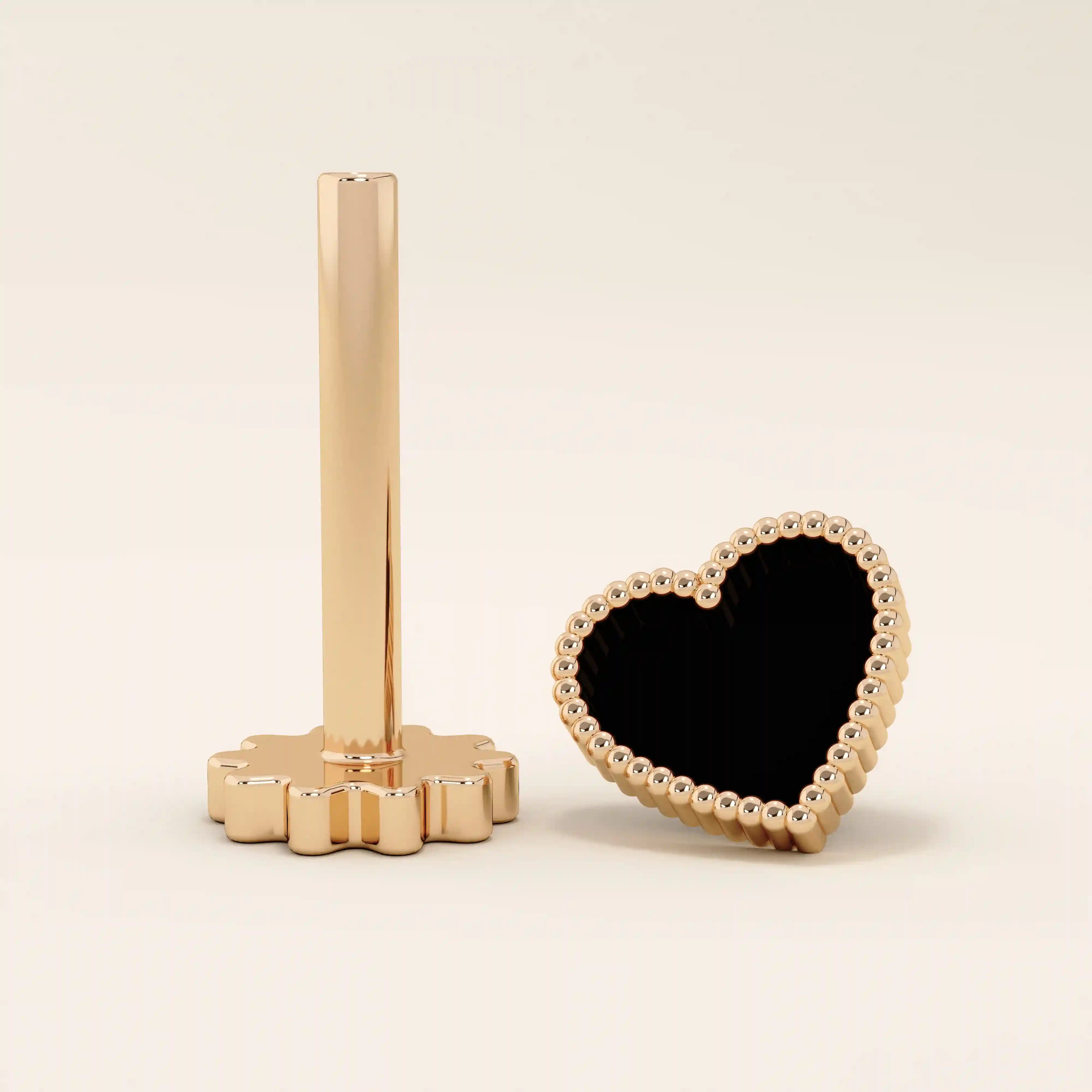 BLACK ENAMEL HEART PIERCING IN 14K SOLID GOLD