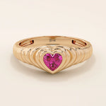 HEART SHAPE PINK RUBY CROISSANT RING