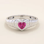HEART SHAPE PINK RUBY CROISSANT RING