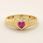 HEART SHAPE PINK RUBY CROISSANT RING