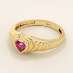 HEART SHAPE PINK RUBY CROISSANT RING