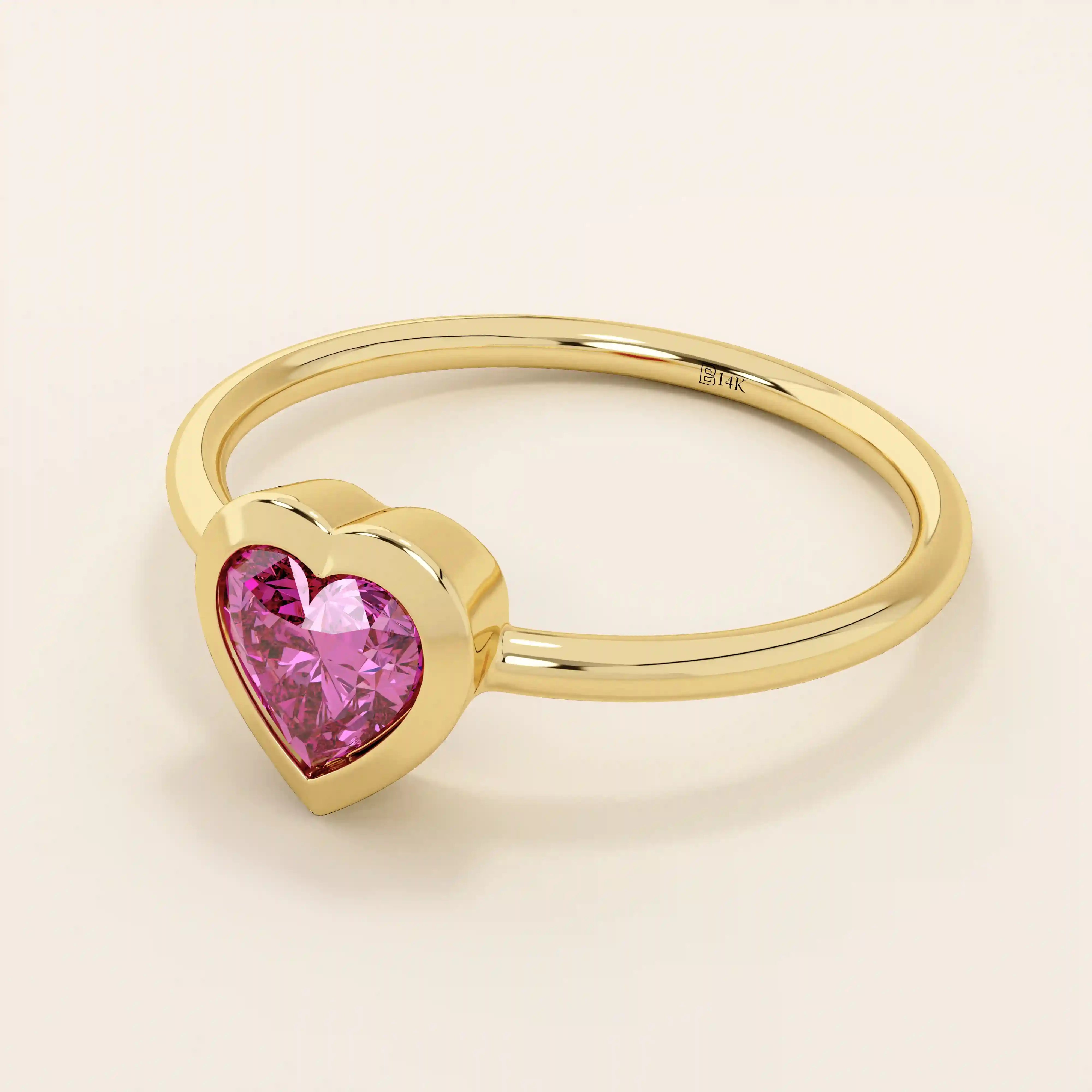 HEART SHAPE PINK RUBY STATEMENT RING IN GOLD