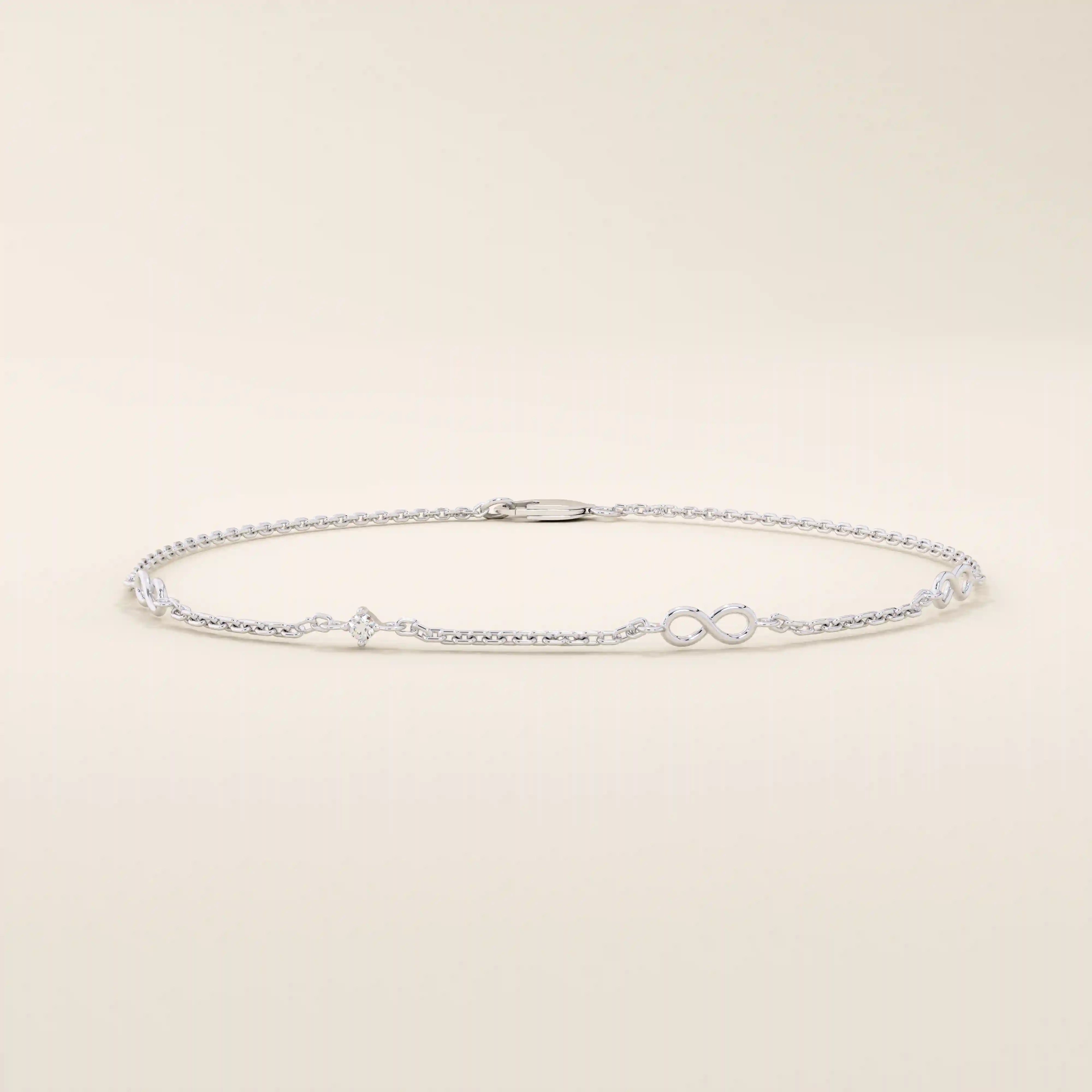 14k solid gold infinity symbol design ultra thin minimalist bracelet for women