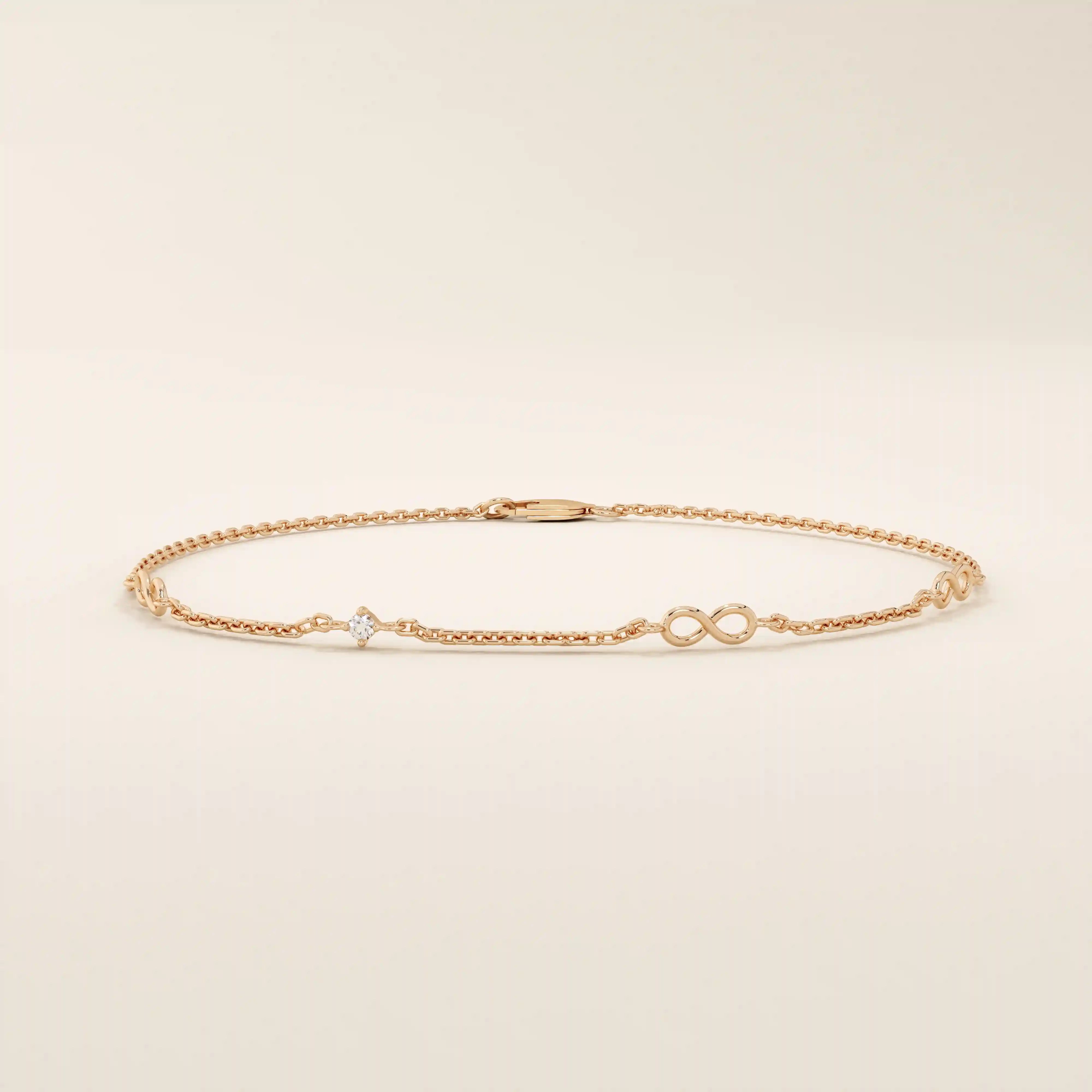 14k solid gold infinity symbol design ultra thin minimalist bracelet for women