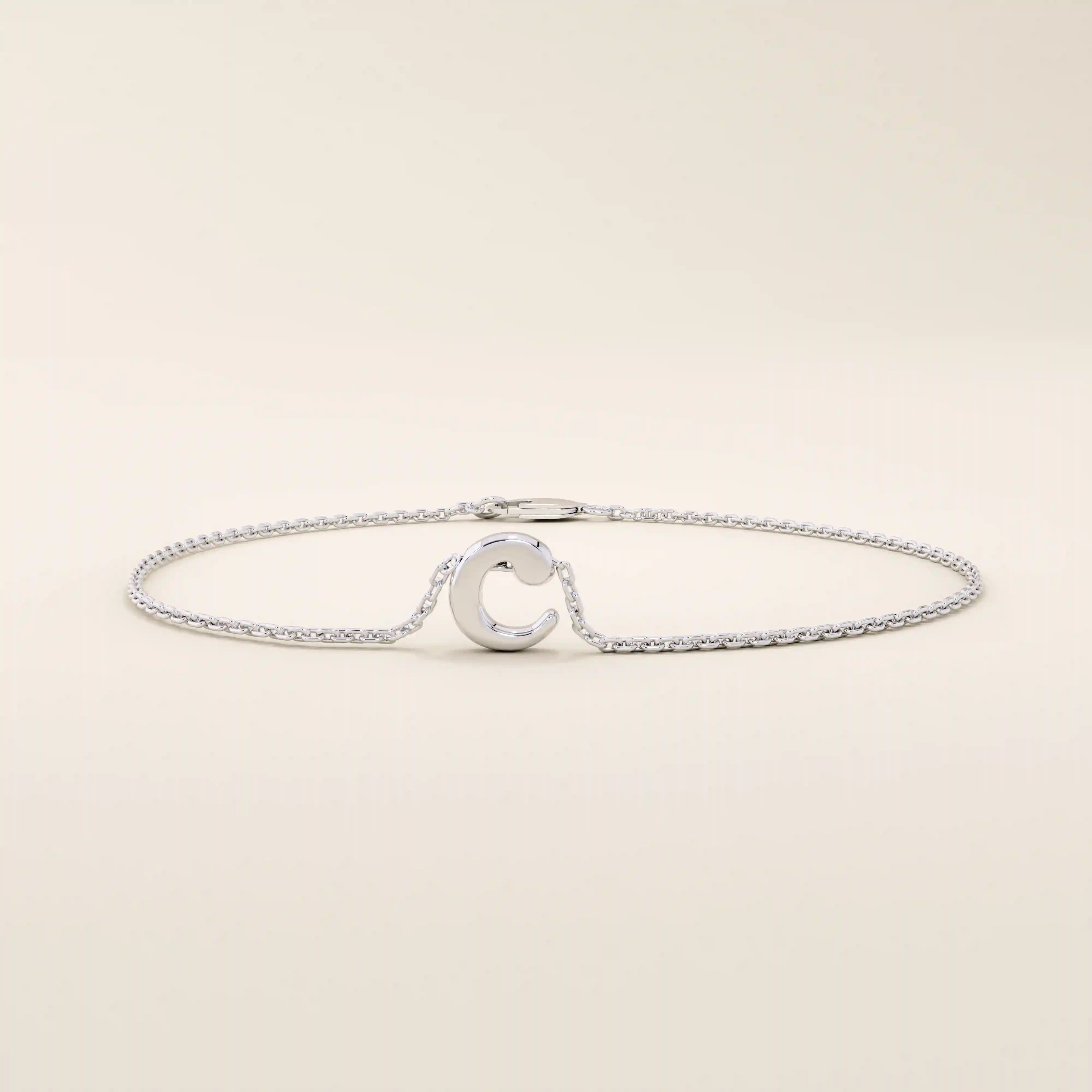 14k solid gold moving letter alphabet bracelet for women