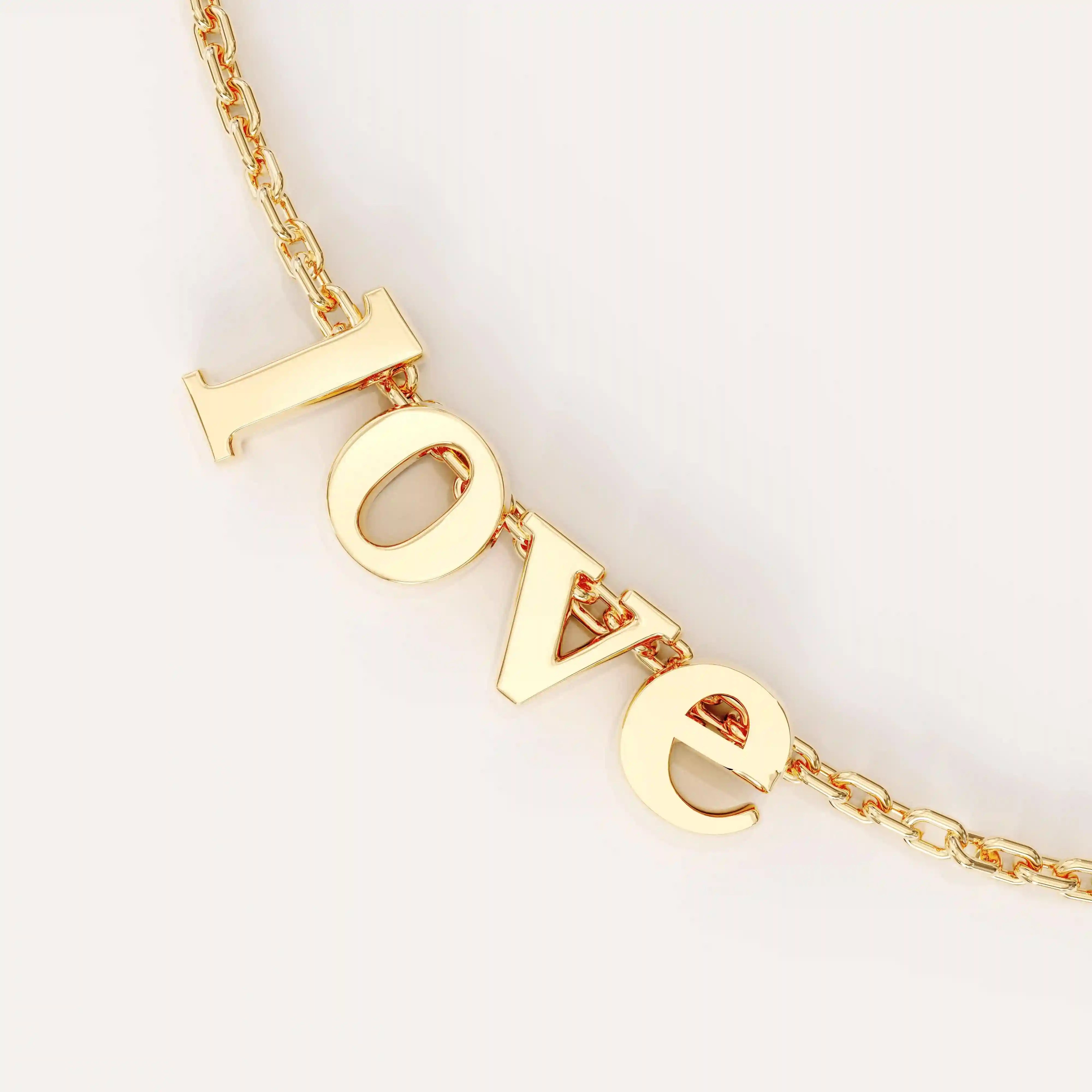 14k solid gold moving letter alphabet bracelet for women