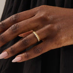 HALF ETERNITY MILGRAIN AND PAVE SPARKLING STONES STACKING WEDDING RING FOR WOMEN IN 14K SOLID GOLD