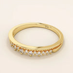 HALF ETERNITY MILGRAIN AND PAVE SPARKLING STONES STACKING WEDDING RING FOR WOMEN IN 14K SOLID GOLD