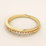 HALF ETERNITY MILGRAIN AND PAVE SPARKLING STONES STACKING WEDDING RING FOR WOMEN IN 14K SOLID GOLD