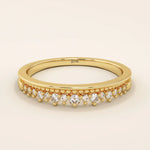 HALF ETERNITY MILGRAIN AND PAVE SPARKLING STONES STACKING WEDDING RING FOR WOMEN IN 14K SOLID GOLD