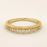 HALF ETERNITY MILGRAIN AND PAVE SPARKLING STONES STACKING WEDDING RING FOR WOMEN IN 14K SOLID GOLD