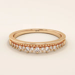 HALF ETERNITY MILGRAIN AND PAVE SPARKLING STONES STACKING WEDDING RING FOR WOMEN IN 14K SOLID GOLD