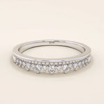 HALF ETERNITY MILGRAIN AND PAVE SPARKLING STONES STACKING WEDDING RING FOR WOMEN IN 14K SOLID GOLD