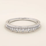 HALF ETERNITY MILGRAIN AND PAVE SPARKLING STONES STACKING WEDDING RING FOR WOMEN IN 14K SOLID GOLD