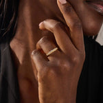 HALF ETERNITY MILGRAIN AND PAVE SPARKLING STONES STACKING WEDDING RING FOR WOMEN IN 14K SOLID GOLD