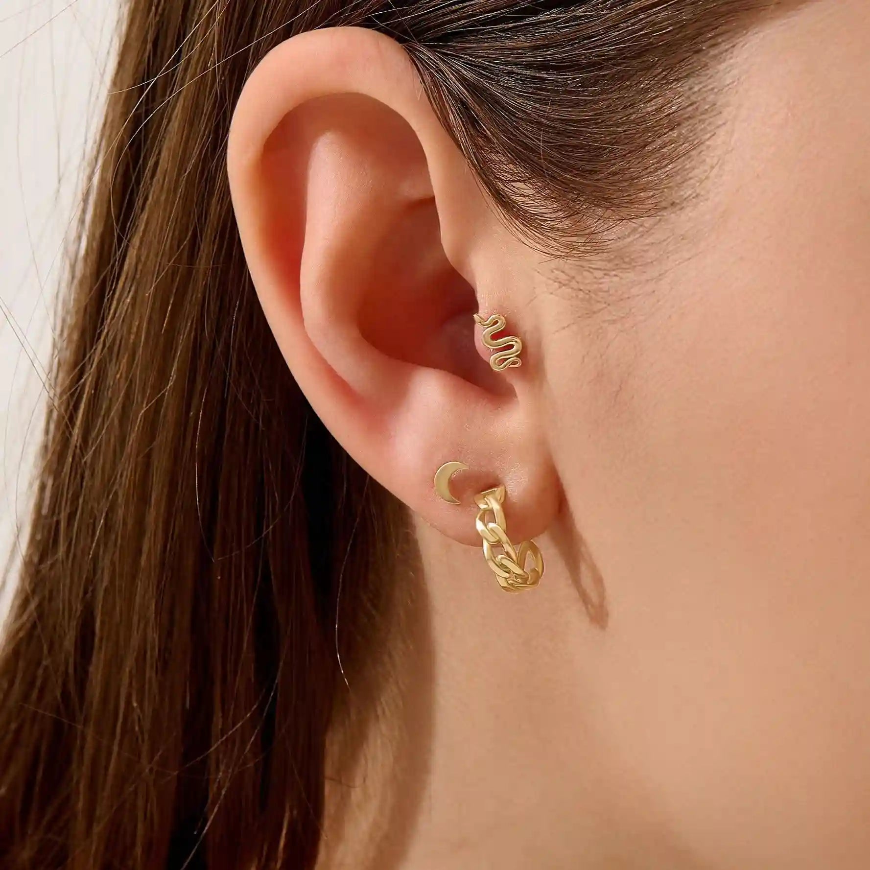 unisex MINIMALIST SNAKE PIERCING in 14k solid gold