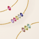 14k Solid gold 1 2 3 4 5 oval cut birthstone personalized custom family bracelet for women